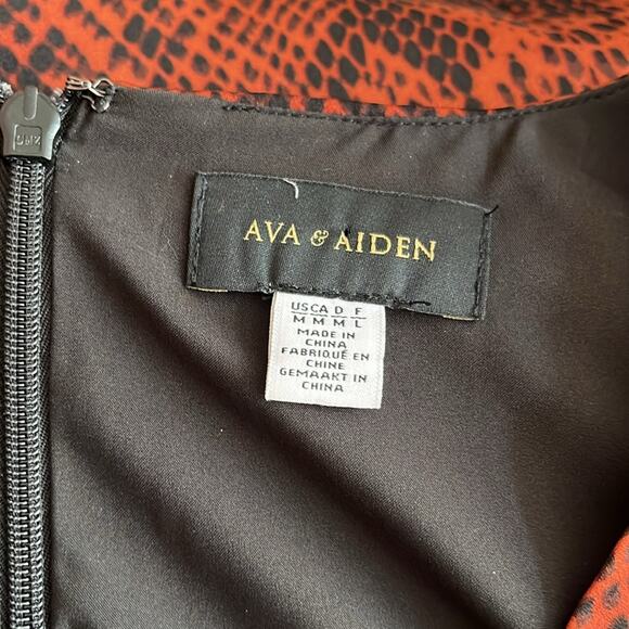 NWT AVA & AIDEN black & rust snake print dress size medium reptile animal print - Picture 6 of 7